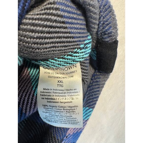 Outerknown Mens Black Plaid Blanket Shirt XXL Heavyweight button down 2XL - Picture 4 of 9